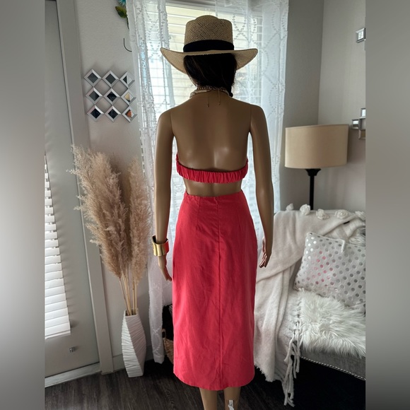 Cut Out Strapless Midi Cut Out Dress Pink - Picture 5 of 8